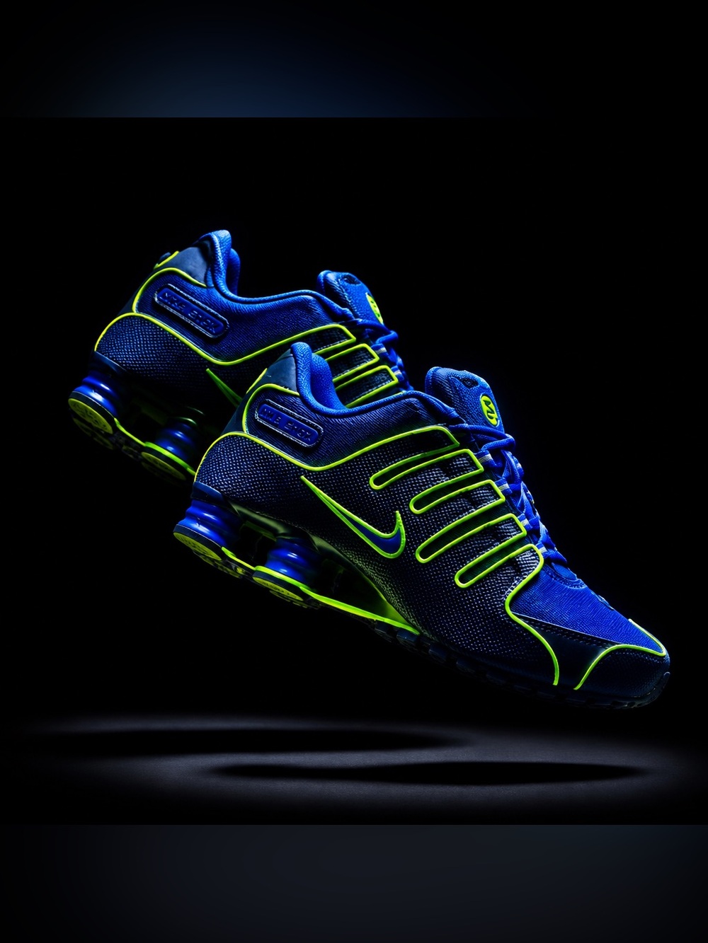 Nike Shox NZ-Blue and Neon Green Cushion Sneakers